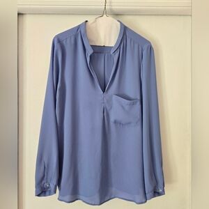 ZARA basic periwinkle blouse Sz L
